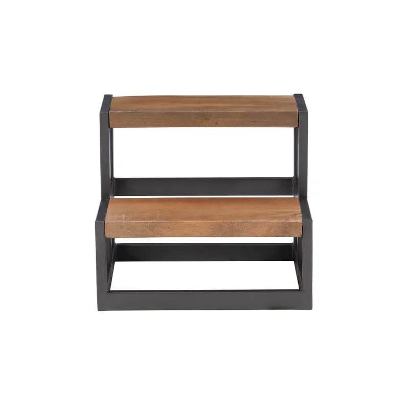 Furnishiaa 2 Step Solid Wood & Metal Step by Step Stool - Furnishiaa -  -